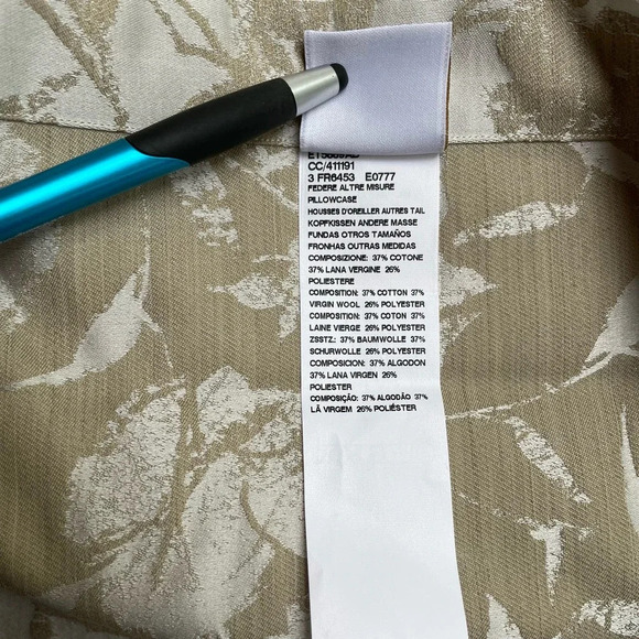 Frette Pair (2) Lux Valentina Euro Sham Ecru Beige Floral Cotton Wool Polyester - Picture 7 of 7